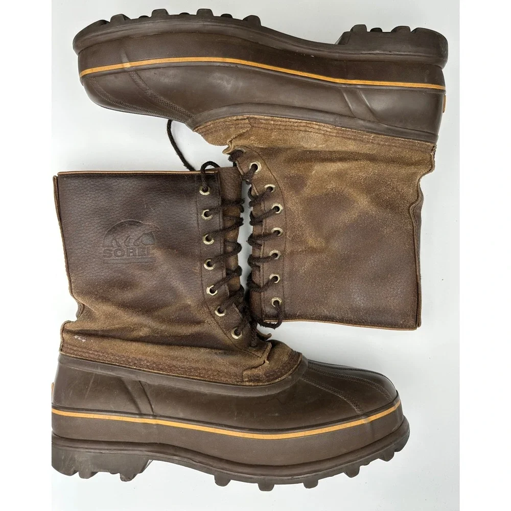 Sorel Mounty Brown Leather Insulated Snow Duck Boots NM1085 